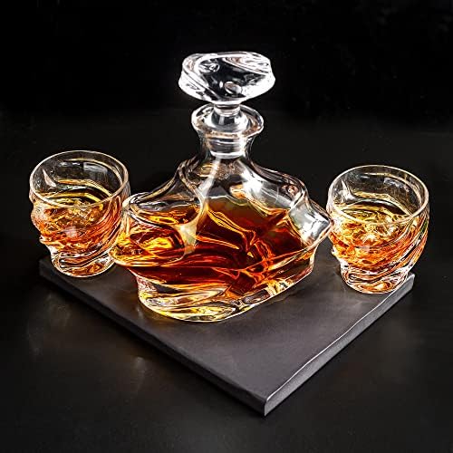 KANARS Whisky Decanter Set-25 Oz Crystal Liquor Decanter Carafe sa 4 Rock čašama 9 oz za burbon, viski, votku, Rum ili viski-poklon