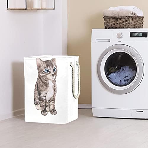 Inhomer Lovely Painted Cat velika korpa za veš vodootporna sklopiva korpa za odeću za organizatore igračaka za odeću, kućni dekor