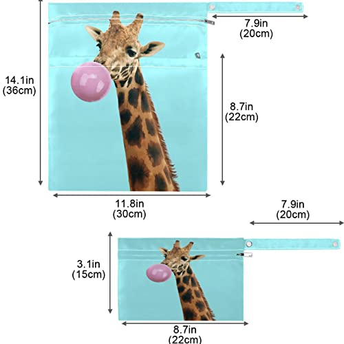 visesunny žirafa 3D Print 2kom torbe za presvlačenje pelena mokre torbe sa džepovima sa patentnim zatvaračem perive prostrane platnene