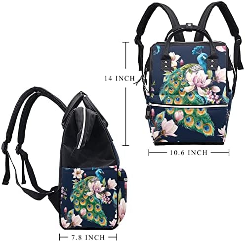 VBFOFBV ruksak pelena, velike uniseks torbe, višenamjenski povratni paket za mame tate, kineski stil umjetno slikanje paunov cvijet