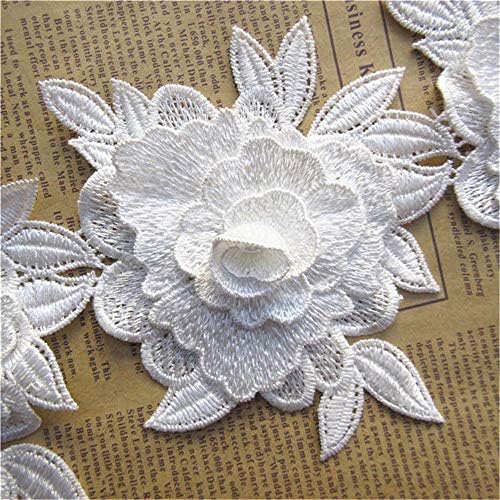 Qiuda 10pcs cvijet sa višeslojnim lišćem 3D cvjetne čipke rubne obloge 10 × 12cm / 4 × 4,7 inča širina vintage stil bijeli ivica ukrasi