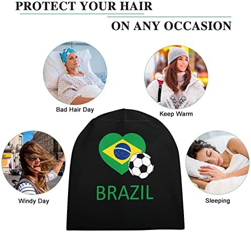 Ljubav Brazil Soccer Beanie Cap Mekana topla pulover poklopac lubanja kapa za spavanje za spavanje za uniseks
