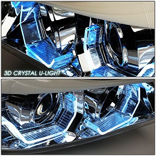 DNK MOTORING HL-3D-E9005-CH-novo hromirano kućište Dual Blue LED Crystal u-Halo projektor farovi kompatibilni sa 05-08 323i/325i/325xi/328i/328xi/330i/330xi/335xi limuzinom sa 4 vrata