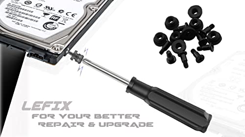 LEFIX 8 X Vijci za montažu u montiranju sa Gromplips + Phillips Odvijač dizajnirani za 2,5 čvrsti pogon tvrdog diska, M3x6,10mm, crni,