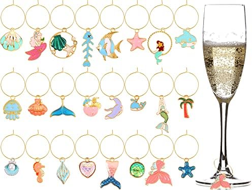 24 kom Wine Glass Charms Funny Wine Charms for Stem glass wine Glass markeri Cup Tag identifikatori Wine Charm Rings with Velvet Bag