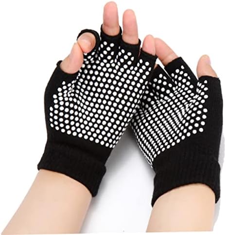 INOOMP 2 para pletene rukavice rukavice za jogu rukavice bez prstiju silikonske rukavice za vježbanje rukavice za pola prsta lovačke rukavice pletene rukavice za bicikle Crne fitnes rukavice za vježbanje
