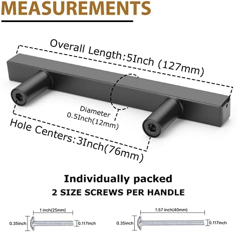 Oyx 10 Pack 3in crne ručke ormara, crne vuče za kuhinjski ormar Hardver od nehrđajućeg čelika mat crnog ormara vuče, moderna kuhinjska
