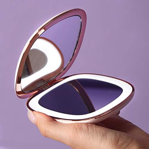 Fancii kompaktno ogledalo za šminkanje sa prirodnim LED svetlima, 1x / 10x uvećanje-Punjivo, prenosivo, osvetljeno 4 ručno ogledalo
