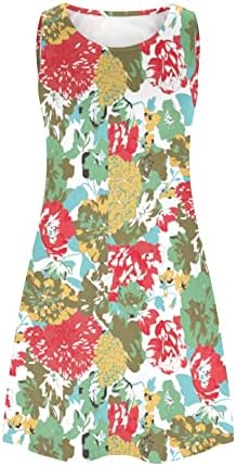 Pejock haljine za izlaske za žene ljetna plaža cvjetni štampani Tank s tenkom bez rukava Casual Boho Midi haljina sa džepovima