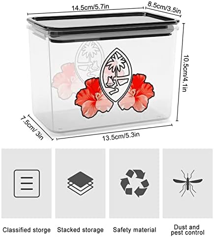 Guam Tribal hibiskus kutija za čuvanje plastičnih posuda za organizatore hrane sa poklopcem za kuhinju