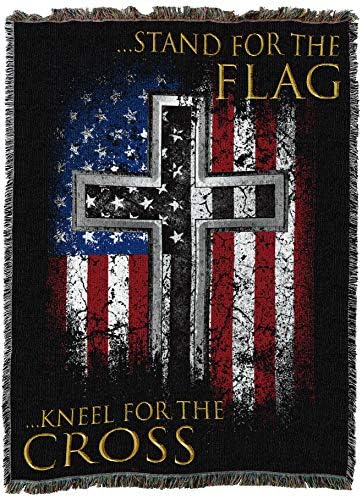 Čista državna tkalica za zastavu za zastavu za prekrivač - religiozni patriotski ćebe bacanje tkani od pamuka - napravljen u SAD-u
