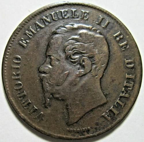 1861 -1867 5 CENTESIMI povijesni talijanski novčić. Izdao Ender King Vittorio Emanuele II. Otac Otadžbine koji je objedinio i stvorio modernu Italiju. 5 Centesimi ocijenjen prodavcem istrošenim / cirkuliranim stanjem