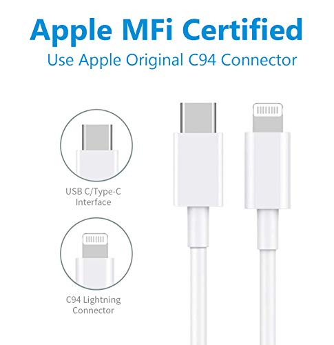 RUXIN USB-C TO GLANJE 3,3ft, [MFI certificirani] 18W PD Brzi kabl za punjenje Kompatibilan sa iPhone 12/12PRO / 11/11 PRO / X / XS