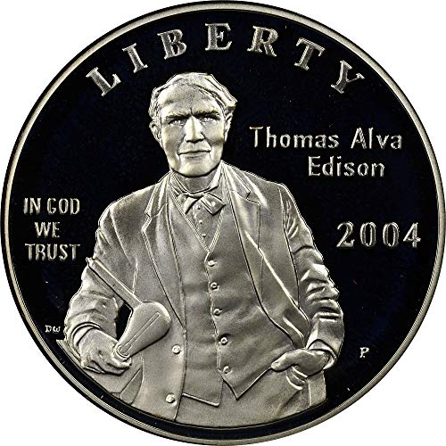2004 S Thomas Alva Edison komemorativni dolar u srebru - Dokaz DCAM - US Mint