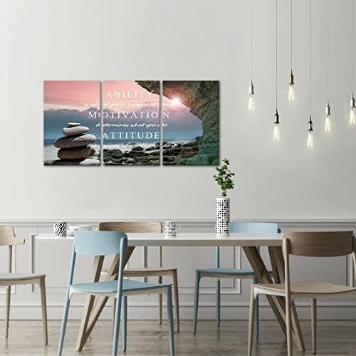 Artmyharbor 3 Piece Canvas Quotes Wall Art sposobnost motivacija stav inspirativna izreka posteri i grafike slika opustite se okeanska