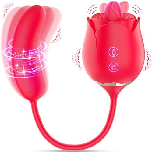 Rotirajuća ruža igračka vibrator za žene, 3-u-1 ružični stimulator ruže dildo sa 10 jezika lizajući i vibriranje, klitoris g Spot