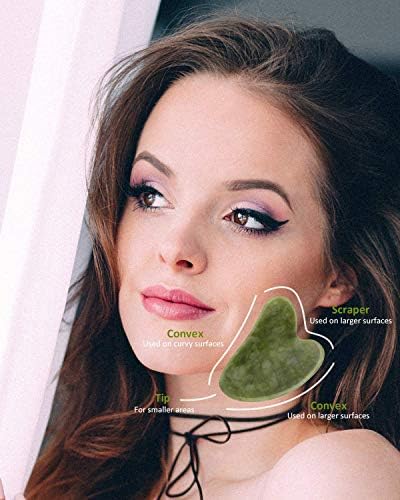 Jade Roller za lice, Jade Roller i Gua Sha Set, EUASOO Real Natural Beauty Jade facial Roller masaža alat za lice oči vrat tijelo-anti