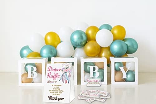 Oudiea tombola za pelene Baby Shower Party Game, Boho Dream Catcher - 1 znak i 50 kartica za pogađanje, Baby Shower Spol otkriva dekoracije