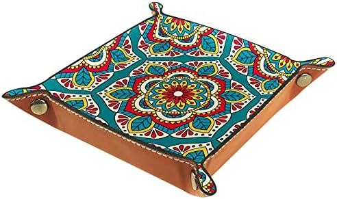 HAlidey Floral Pattern Bohemia Folding Dice Tray - PU Leather Dice Holder Rolling tacne, pogodan za metalne kocke, RPG, DND, Table