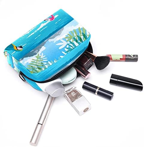 Travelna torba za šminkanje, kozmetička torba Make up Case za organizator, za ženske torbice za toaletne potrepštine Oprema Četke, plaža Flamingo Parrot Hibiskus tropski