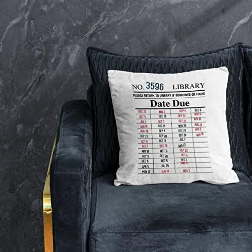 NOGIT biblioteka Datum putnika za bacanje jastuk za bacanje 18x18 inča Funny bibliotekarskog dekora za kućni dnevni boravak, pokloni