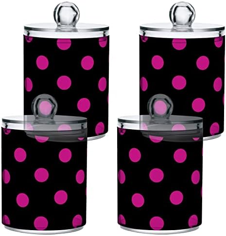 Hjjkllp 4 pakovanje s ružičastim polkam jarnim plastičnim jarnim set za pamuk, pamučni bris, pad, konac, qtip držač za pohranu kupatila