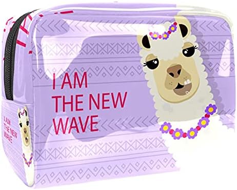 Abelily kozmetička torba za žene, predivne sobne vodootporne vrećice za šminku Travel Cute Llama Alpaca Ja sam novi WAVE toaletni