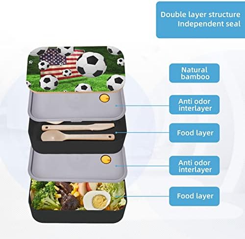 Nogomet američke zastave Bento kutija sa nadograđenim podesivim remenom, kontejner za prehrambene prehrambene prehrambene hrane, BPA,