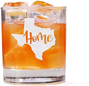 HTDesigns Texas Rocks Glass - Texas Whiskey Glass - Texas Glass - Texas Flag-Texas Gift-Whisky Glass-Rocks Glass