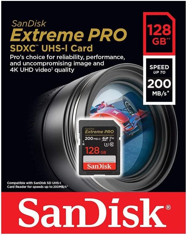 SanDisk 128GB Extreme Pro SDXC UHS-I klasa 10 memorijska kartica C10, U3, 4k UHD, V30 SD kartica kamere Sdsdxxd-128g-GN4IN paket sa