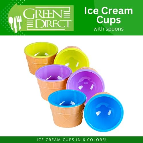 Zelene direktne šolje za sladoled sa kašikama/Velika plastična posuda sa kašikom/desertne Sundae posude za smrznuti jogurt Icecream