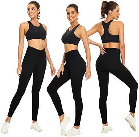V helanke sa unakrsnim strukom za žene-kontrola stomaka Meki trening trčanje visokog struka bez gledanja kroz crne pantalone za jogu