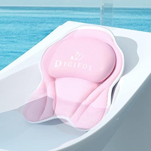 DIGIFOX ružičasti jastuk za kupanje ergonomski jastuk za kupanje Tencel za kadu opuštajuća glava, vrat/leđa, luksuzna 4D vazdušna