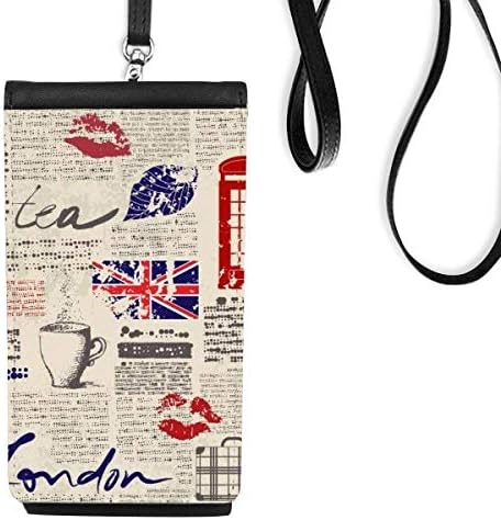 Dizanjački list Lijevi poljupci kafe uk zastava zastava novčanik torbica viseći mobilni torbica crni džep