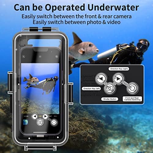 Hitfine podvodna futrola samo za iPhone seriju, futrola za ronjenje [operirana podvodna] [98ft / 30m] Snorkeling photo video, vodootporna futrola za iPhone 14/13 / Pro / Pro Max / Mini / 12/11 / XR / XS / max / 8 / Plus / se
