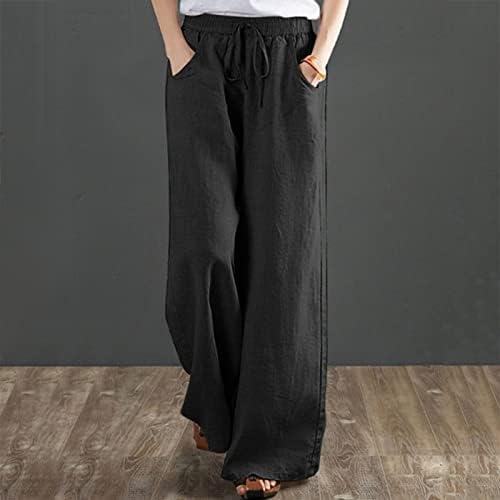 Meymia Womens Pamučne pantalone, 2023. ljetne žene casual visoki struk široki nogovi na rastezama Yoga Pant pantalone