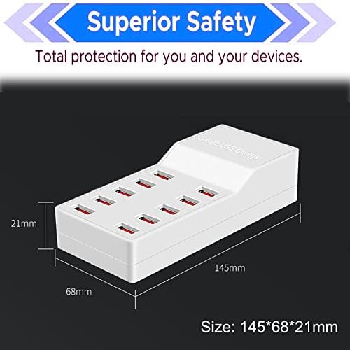 MaxLax USB punjač stanica, 10-Port 50W / 10a više USB stanica za punjenje,više portova USB punjenje punjača za pametne telefone, tablete,