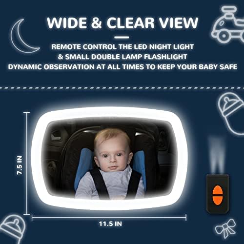 DuraPower beblo ogledalo, veliko sigurnosno ogledalo za automobil, lad noćno svjetlosko sjedište, ogledalo od 360 ° za auto sjedalo