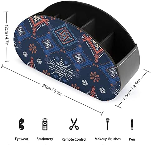 Tribal Art Boho Print Daljinski upravljač PU kožni daljinski caddy Tray Bedsside Stol Stol Organizer Case Box