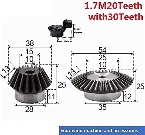 KOAIUS 1:1.5 zupčanik 1.7 modul 20 zuba + 30 zuba unutrašnja rupa 10mm 90 stepeni pogon komutacijski Čelični zupčanici zupčanici