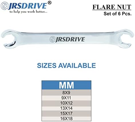 Jrsdrive ključ za Flare,6 kom set, Metrički, 8x10mm do 16x18 u pakovanju kućišta