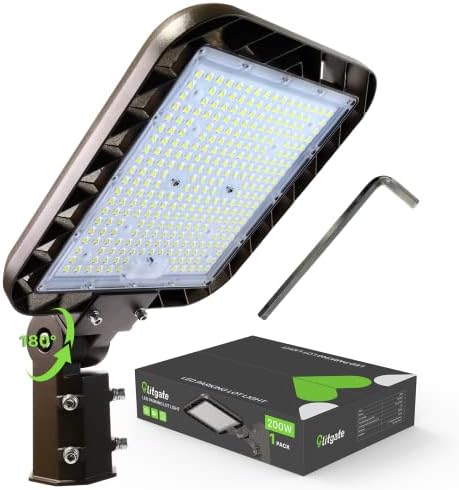Glitgate 200W LED lampica za parkiranje, 30000lm sumrak za zoru fotoćelno svjetlo, podesivi klipni montiranje IP65 Vodootporna komercijalna