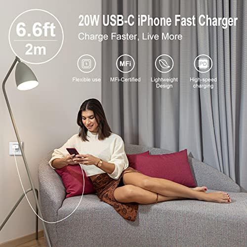 iPhone 14 13 12 Fast Charger, 3 Paket [Apple MFi Certified] PD 20w USB C iPhone punjač blok sa 6ft Tip C do munje kabl za brzo punjenje