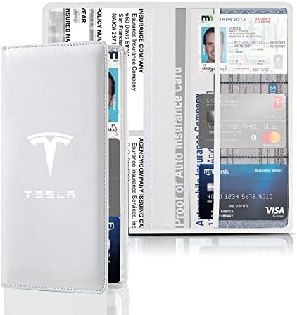 Kikimo za tesla Registracija i držač osiguranja, umjetni PU kožni registar za registraciju za model S / 3 / X / Y, Tesla rukavica