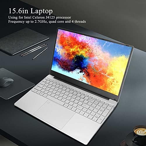 PUSOKEI Ultra tanak Laptop, 15.6 in HD IPS ekran, Intel J4125 četvorojezgarni procesor, 8GB RAM LPDDR4, UHD grafika, Web kamera, Dual