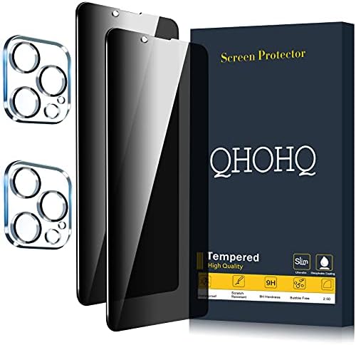 Qhohq 2 Pack Zaštita ekrana za privatnost za iPhone 13 Pro Max 6.7 sa 2 paketa štitnik za sočiva kamere, Film od kaljenog stakla preko