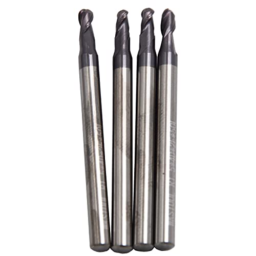 4pcs / Lot,Carbide Ball nos kraj mlinova,2flute,premazan,čvrsta Micro volfram zrna karbida CNC TiN premazom Router Bit Spiral up rezač