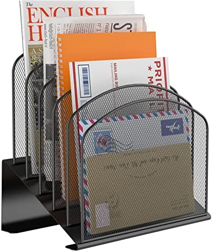 SUPEASY sklon desktop file Sorter, vertikalni držač fascikle sa 5 sekcija, Desk mail Sorter, metalni file Organizator, desktop file