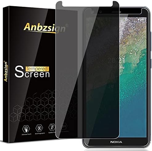 Anbzsign [2 paketa Nokia C01 Plus Zaštita ekrana za privatnost, Anti-Spy 9h tvrdo kaljeno staklo