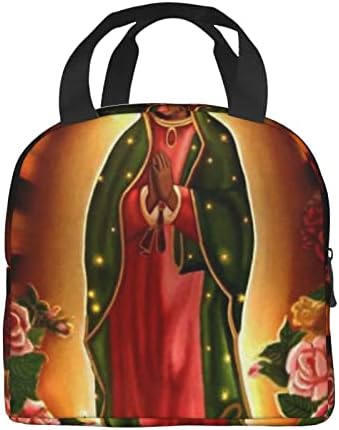 Indijanka dama Guadalupe slatki lik iz crtića Unisex kutija za višekratnu upotrebu za ručak Prijenosna termo torba za ručak za muškarce,